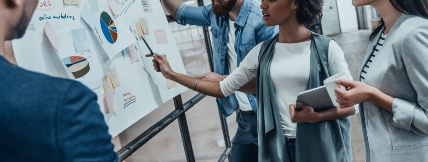 Team strategizing together at the office