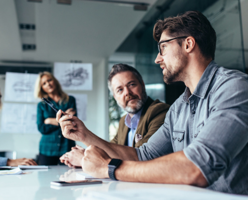 Team collaborating in a conference room