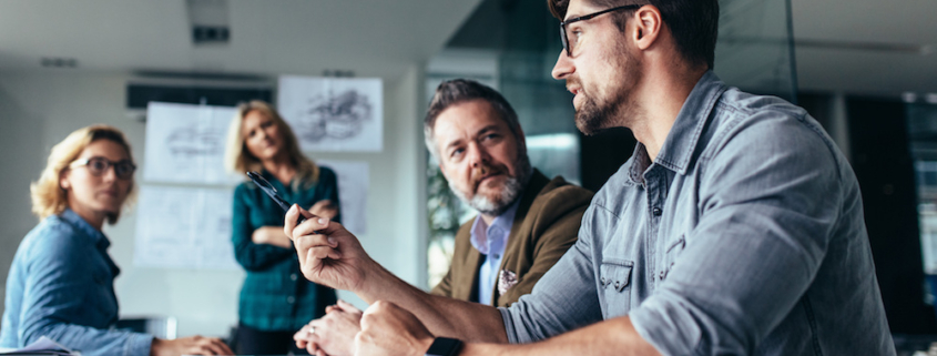 Team collaborating in a conference room
