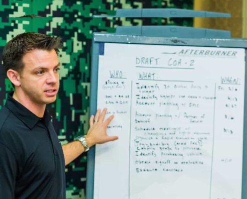 Man giving presentation in front of room