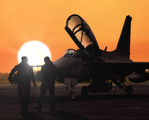 Side View Of Fighter Pilots