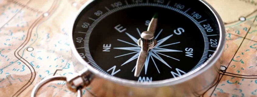 Image of compass on a map