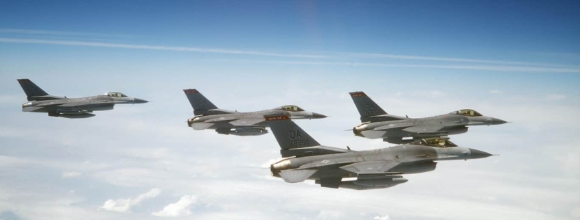 Four fighter jets in the air