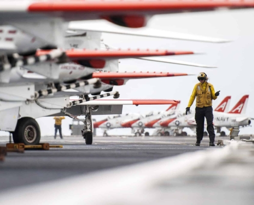 Arranged planes on a cruiser