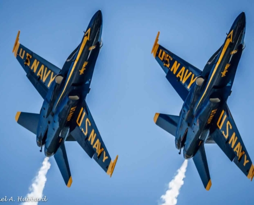 Two blue US Navy jets