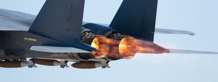 Jet using afterburners in the air