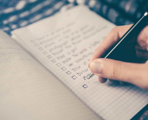 List of tasks written in notebook