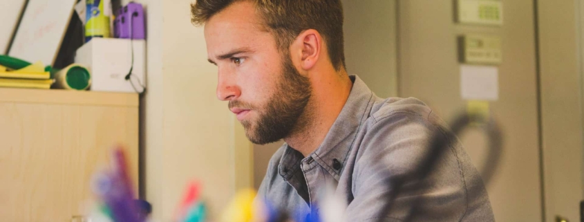 One man focused on his tasks