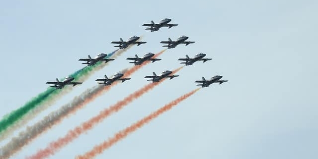 Group of fighter jets during airshow