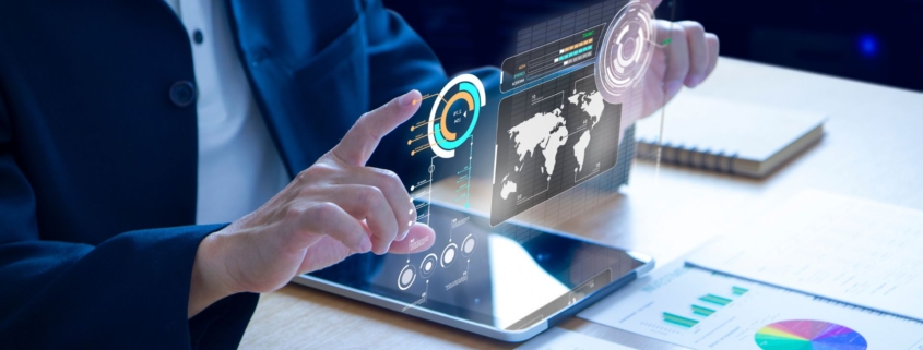 Employee working on a project using a tablet