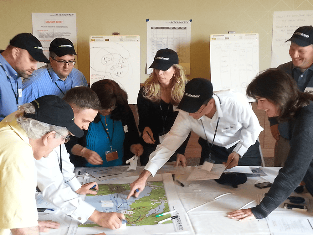 Afterburner helping client during team activity