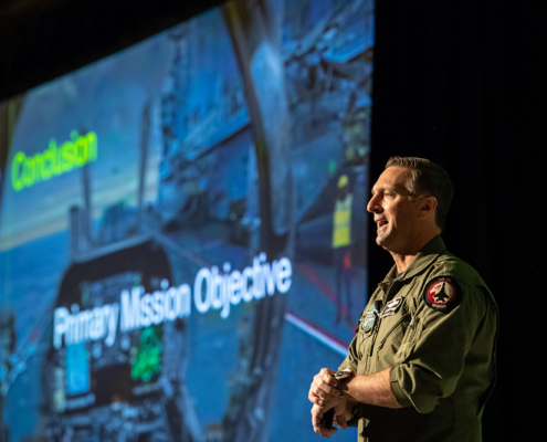 Afterburner discussing objectives during presentation