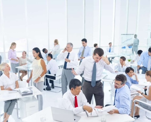 Hectic office scene