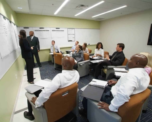 Group of employees working together in a conference room