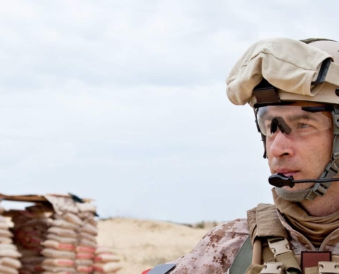 Soldier looking at the horizon
