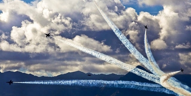 Fighter jets participating in an air show