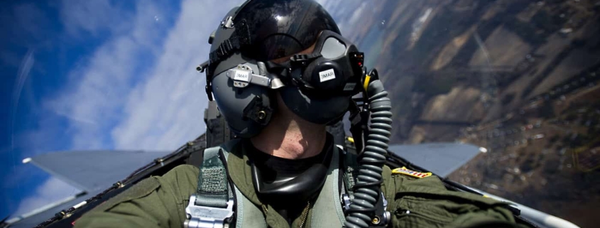 Fighter pilot in his cockpit