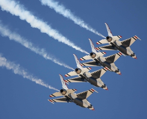 Four fighter jets during an air show