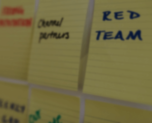 Sticky notes placed on white board