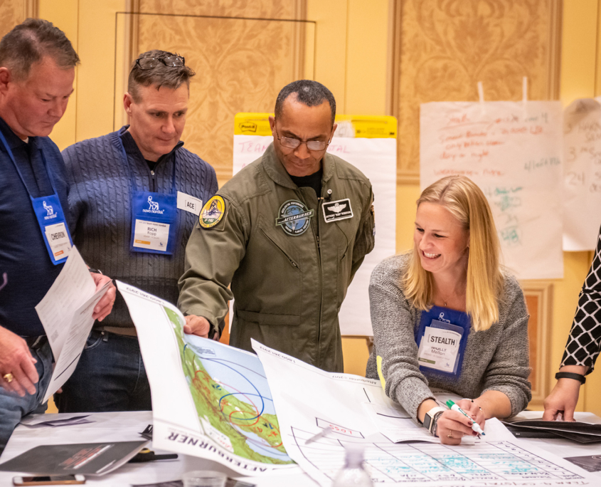 Front view of Afterburner team building exercise Front View Of Afterburner Team Building Exercise