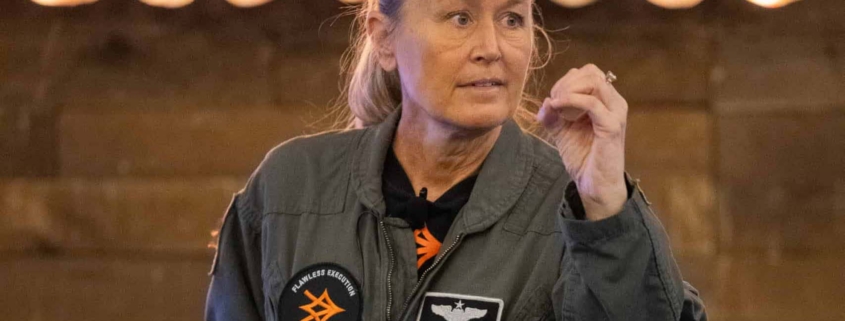 Fighter pilot, Bobbi "Flash" Doorenbos, on stage in Nashville