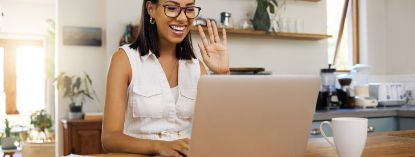 Laptop Webinar, Woman Or Video Conference Training On Online Zoom